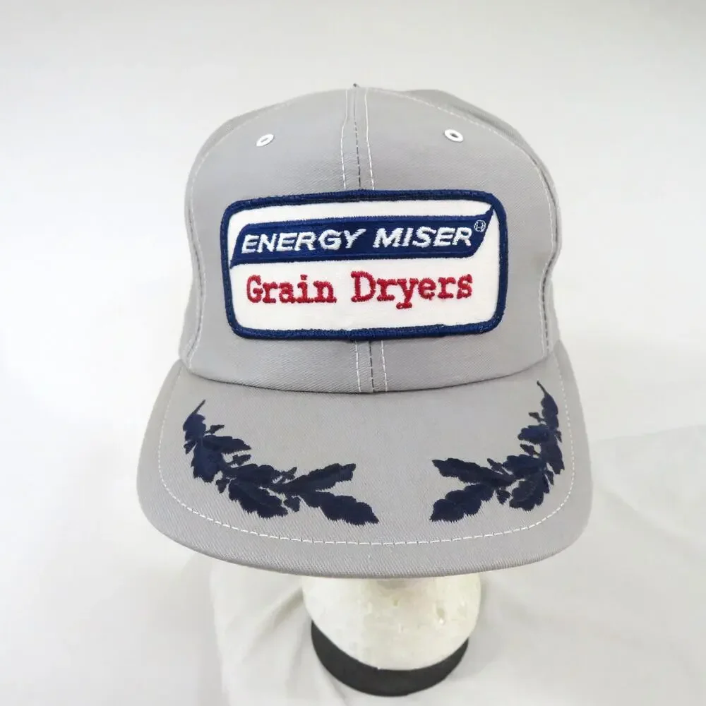 Energy Miser Grain Dryers Louisville MFG Co Hat Gray White Made in USA Snapback